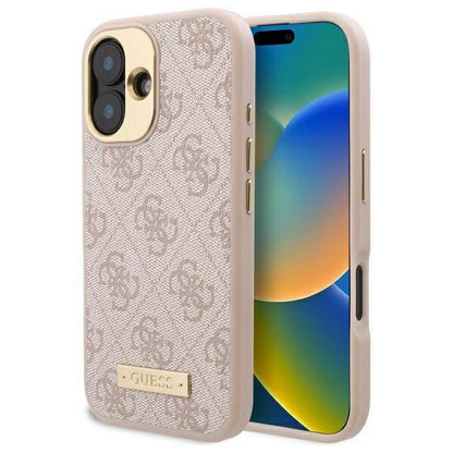 MagSafe-deksel for Apple iPhone 16, Guess, 4G Logo Plate, Rosa