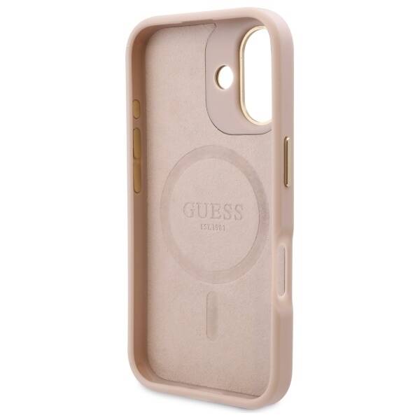 MagSafe-deksel for Apple iPhone 16, Guess, 4G Logo Plate, Rosa