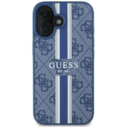 MagSafe-deksel for Apple iPhone 16, Guess, 4G Printed Stripes, Blå