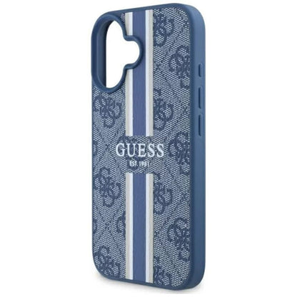 MagSafe-deksel for Apple iPhone 16, Guess, 4G Printed Stripes, Blå