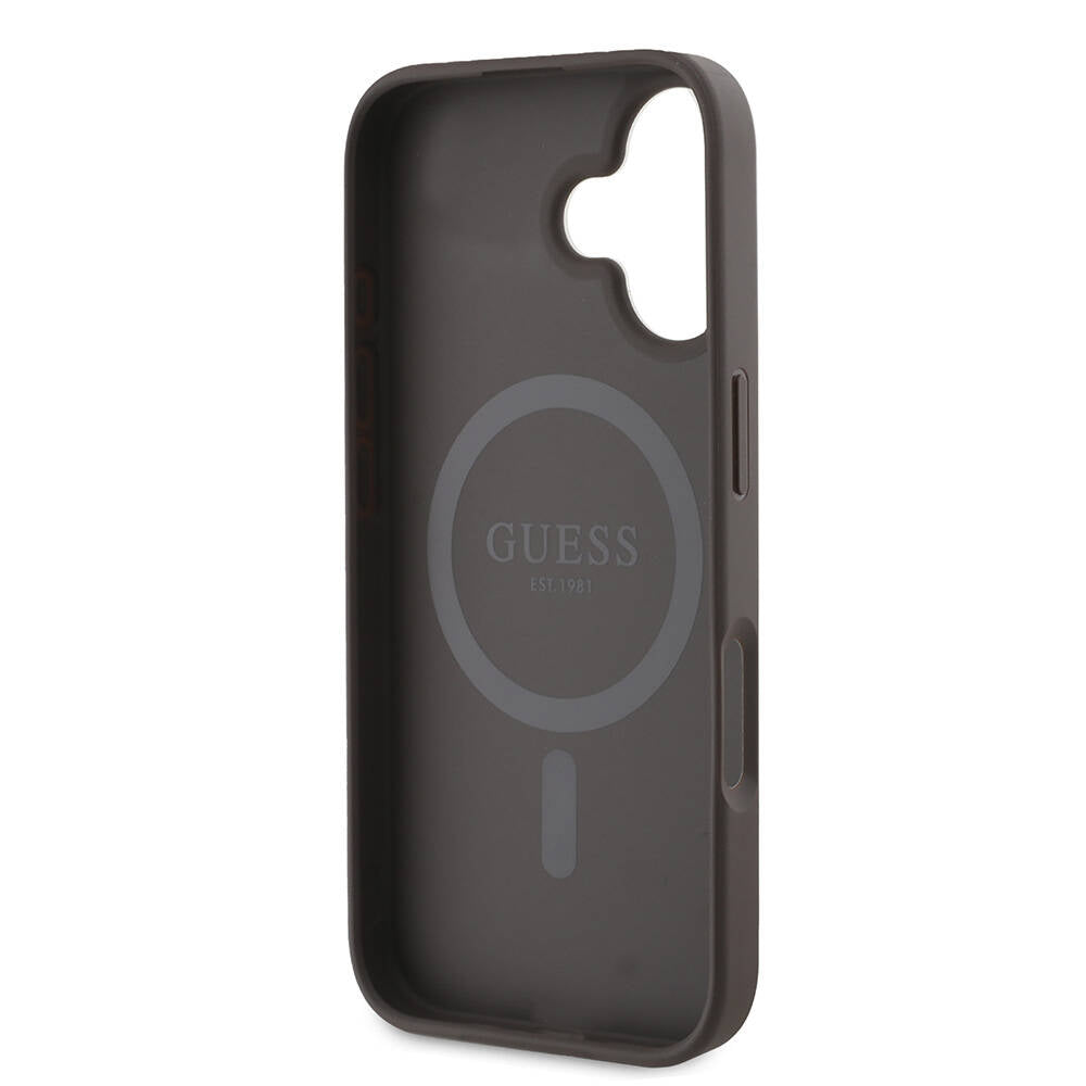 MagSafe-deksel for Apple iPhone 16, Guess, 4G Printed Stripes, Brun