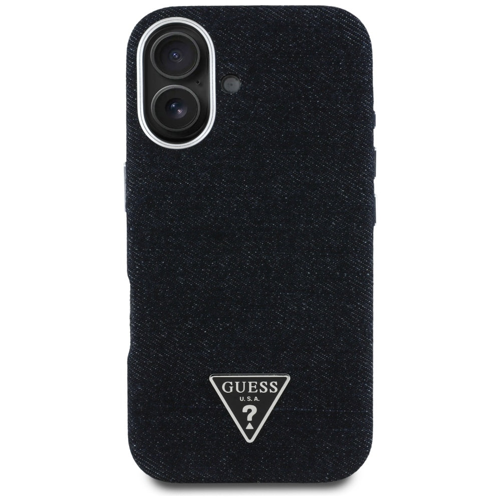 MagSafe-deksel for Apple iPhone 16, Guess, Denim Triangle Logo, Svart
