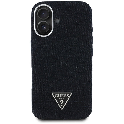 MagSafe-deksel for Apple iPhone 16, Guess, Denim Triangle Logo, Svart