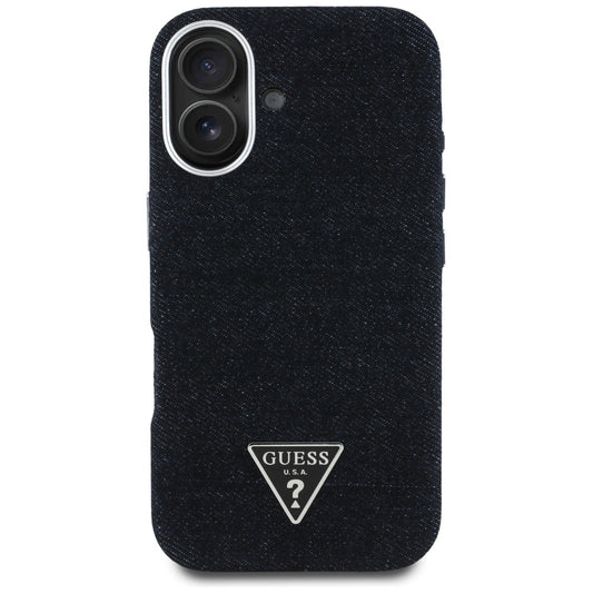 MagSafe-deksel for Apple iPhone 16, Guess, Denim Triangle Logo, Svart