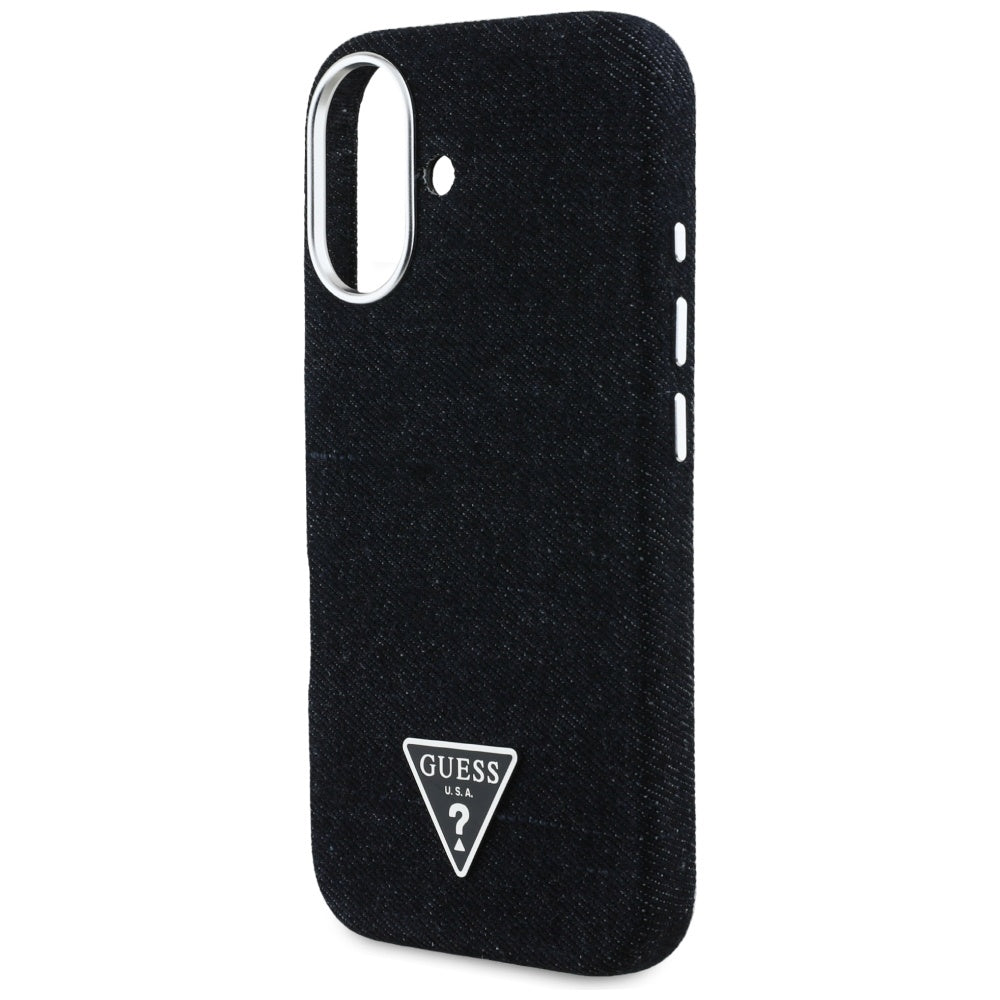 MagSafe-deksel for Apple iPhone 16, Guess, Denim Triangle Logo, Svart