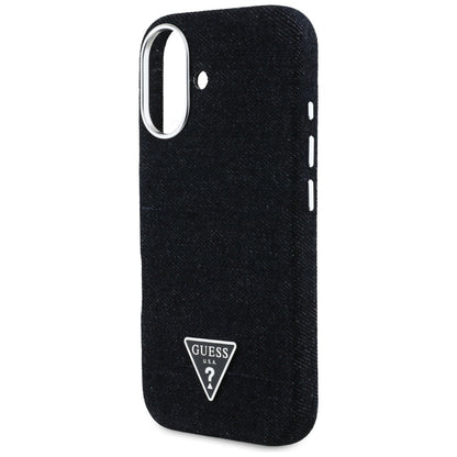 MagSafe-deksel for Apple iPhone 16, Guess, Denim Triangle Logo, Svart