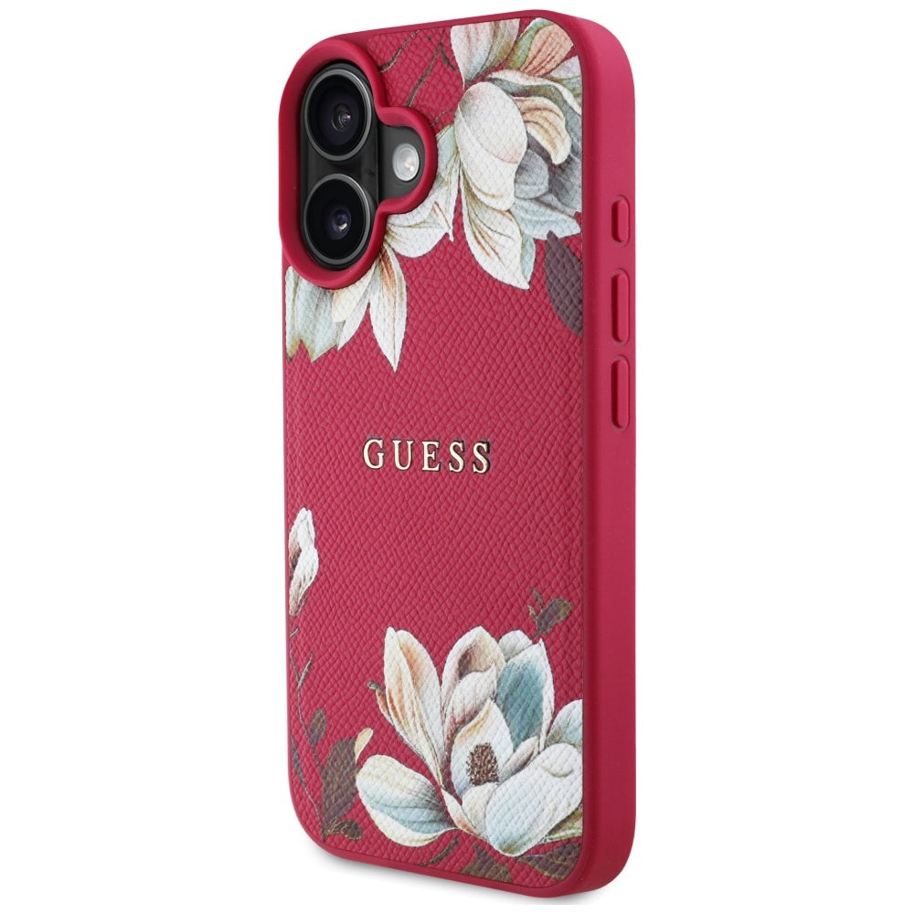 MagSafe-deksel for Apple iPhone 16, Guess, Grained Flowers, Fuchsia