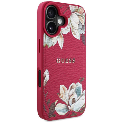 MagSafe-deksel for Apple iPhone 16, Guess, Grained Flowers, Fuchsia