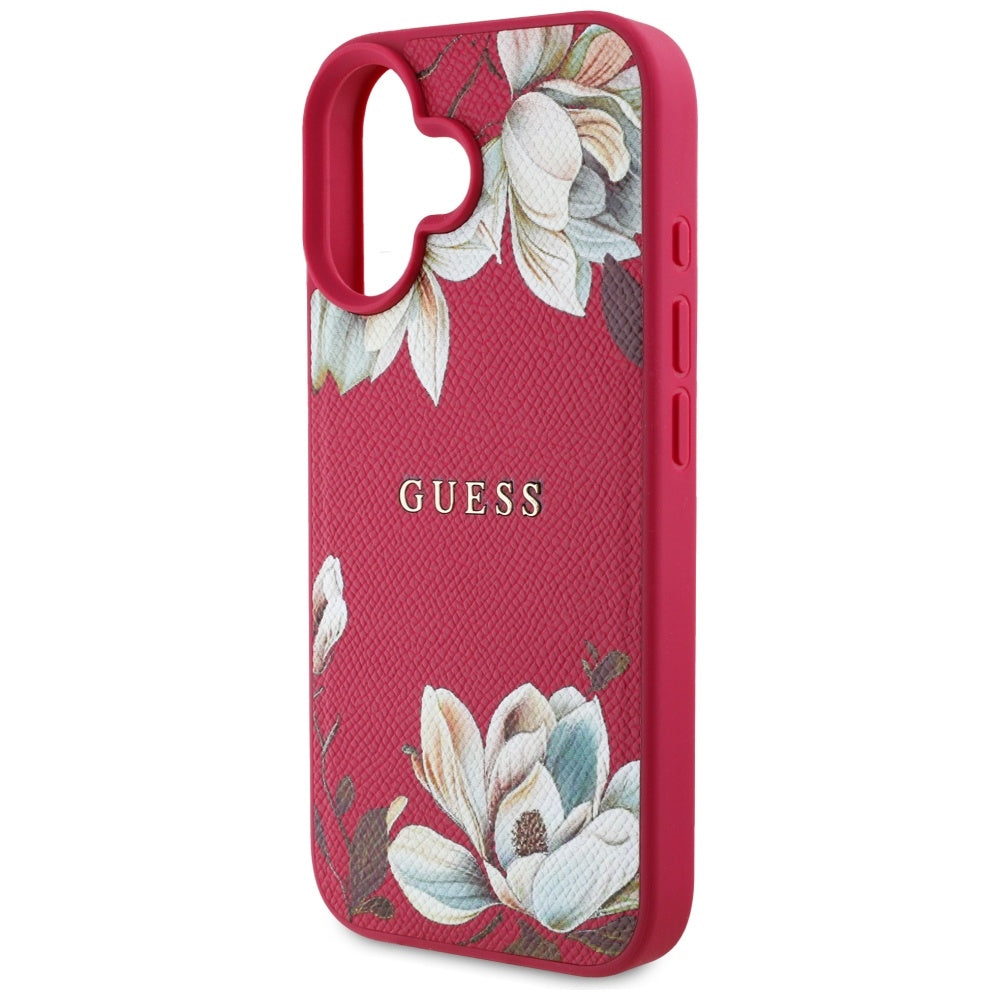 MagSafe-deksel for Apple iPhone 16, Guess, Grained Flowers, Fuchsia