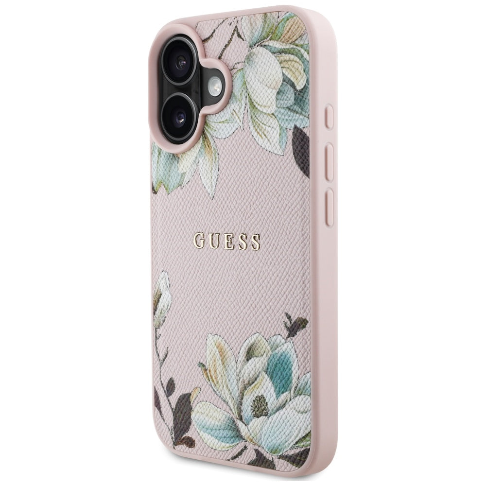 MagSafe-deksel for Apple iPhone 16, Guess, Grained Flowers, Rosa