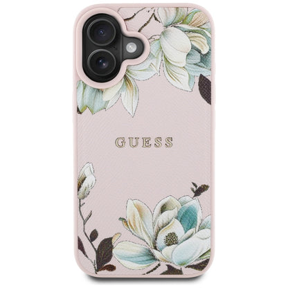 MagSafe-deksel for Apple iPhone 16, Guess, Grained Flowers, Rosa
