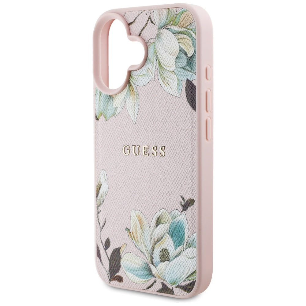 MagSafe-deksel for Apple iPhone 16, Guess, Grained Flowers, Rosa