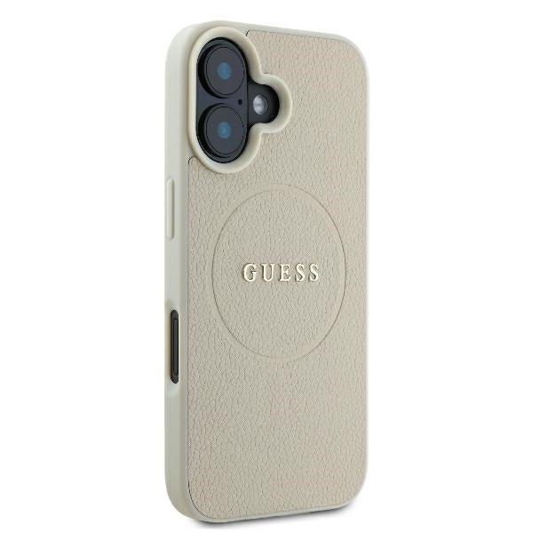 MagSafe-deksel for Apple iPhone 16, Guess, Grained Gold Ring, Beige