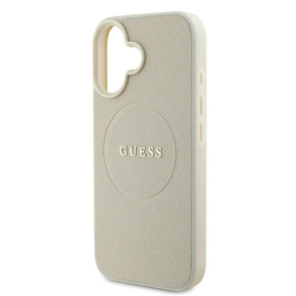 MagSafe-deksel for Apple iPhone 16, Guess, Grained Gold Ring, Beige