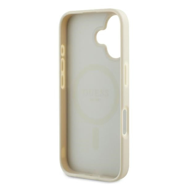 MagSafe-deksel for Apple iPhone 16, Guess, Grained Gold Ring, Beige