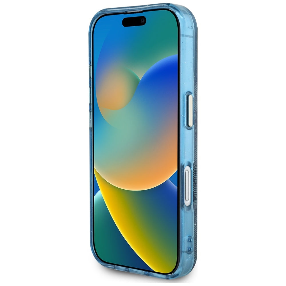 MagSafe-deksel for Apple iPhone 16, Guess, IML Glitter 4G Circle Triangle, Blå