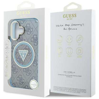MagSafe-deksel for Apple iPhone 16, Guess, IML Glitter 4G Circle Triangle, Blå