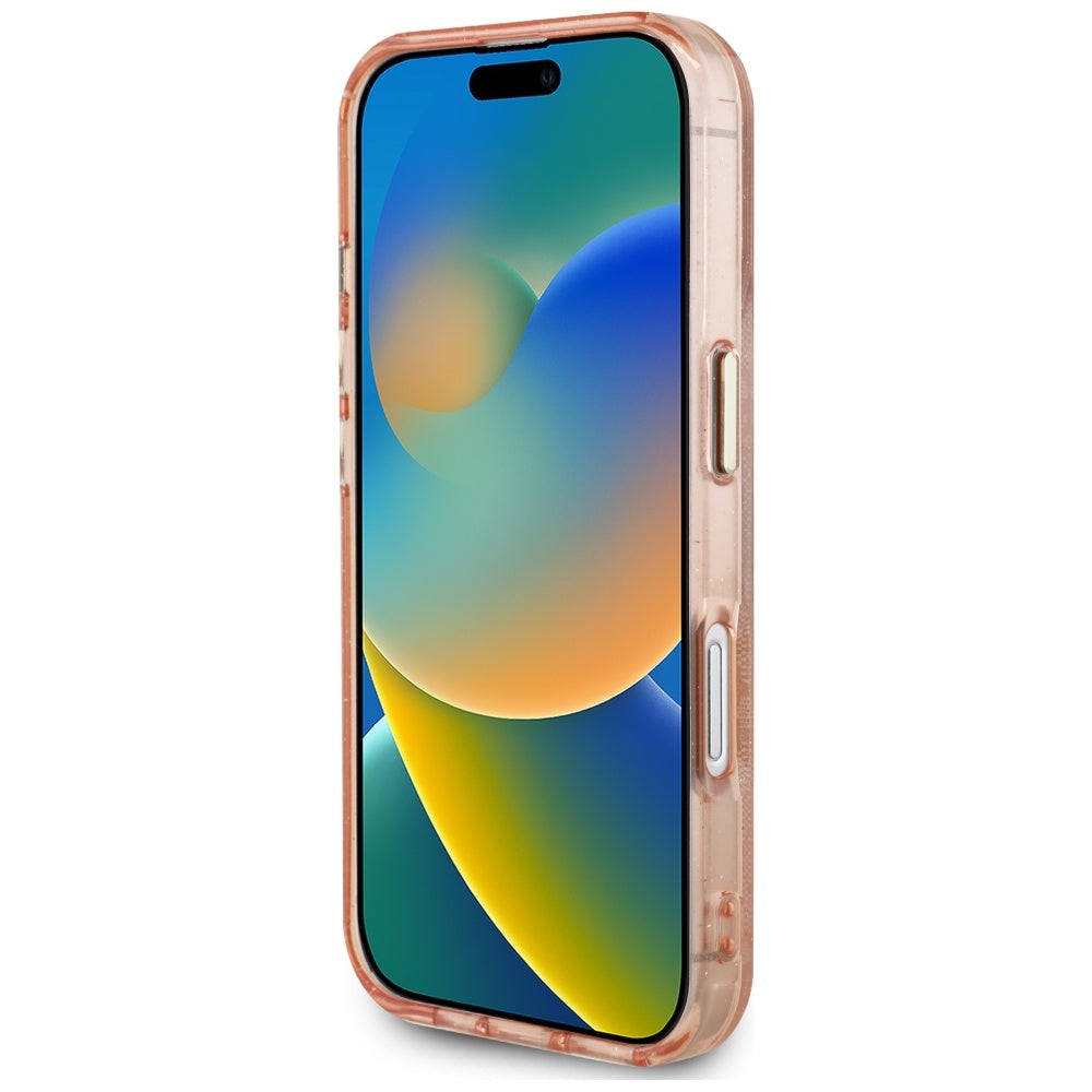 MagSafe-deksel for Apple iPhone 16, Guess, IML Glitter 4G Circle Triangle, Rosa