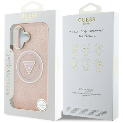 MagSafe-deksel for Apple iPhone 16, Guess, IML Glitter 4G Circle Triangle, Rosa