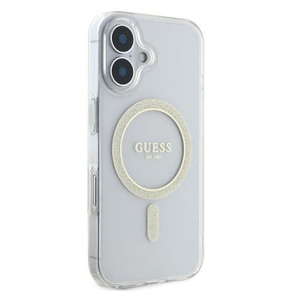 MagSafe-deksel for Apple iPhone 16, Guess, IML Glitter Circle, Gjennomsiktig