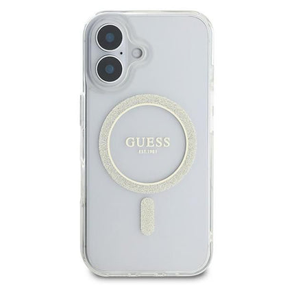 MagSafe-deksel for Apple iPhone 16, Guess, IML Glitter Circle, Gjennomsiktig