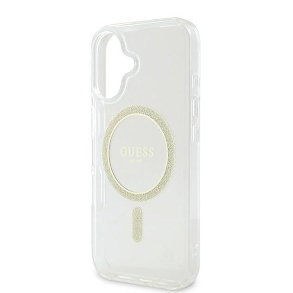 MagSafe-deksel for Apple iPhone 16, Guess, IML Glitter Circle, Gjennomsiktig