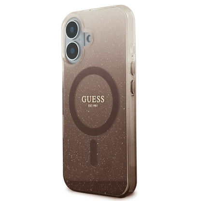 MagSafe-deksel for Apple iPhone 16, Guess, IML Glitter Gradient, Brun