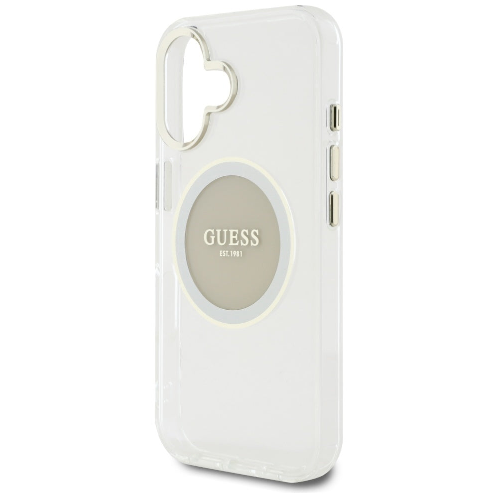 MagSafe deksel for Apple iPhone 16, Guess, IML Metal Colored Circle, Grå