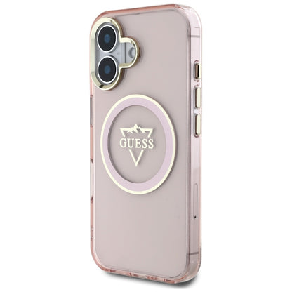 MagSafe-deksel for Apple iPhone 16, Guess, IML Metal Mountain Logo, Rosa
