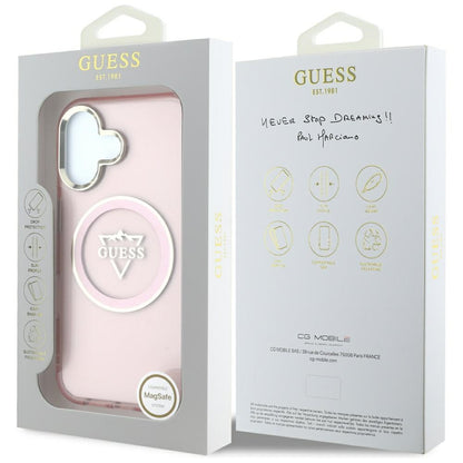 MagSafe-deksel for Apple iPhone 16, Guess, IML Metal Mountain Logo, Rosa