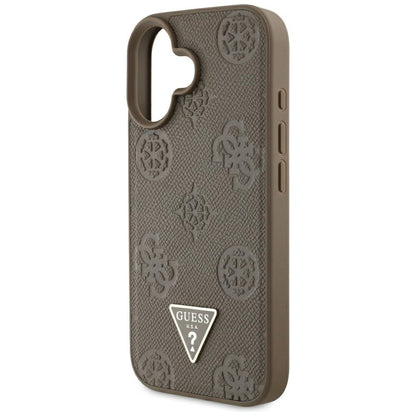 MagSafe-deksel for Apple iPhone 16, Guess, Peony Grained Hot Stamp Triangle, Brun