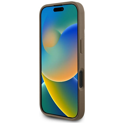 MagSafe-deksel for Apple iPhone 16, Guess, Peony Grained Hot Stamp Triangle, Brun