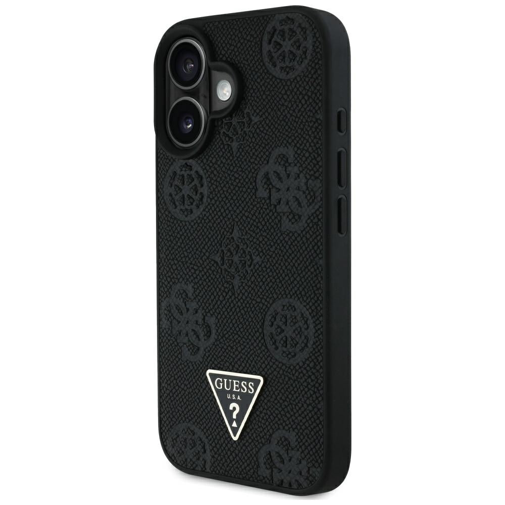 MagSafe-deksel for Apple iPhone 16, Guess, Peony Grained Hot Stamp Triangle, Svart