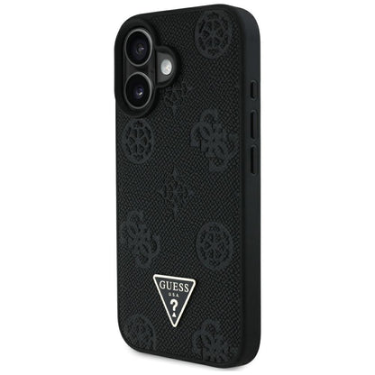 MagSafe-deksel for Apple iPhone 16, Guess, Peony Grained Hot Stamp Triangle, Svart