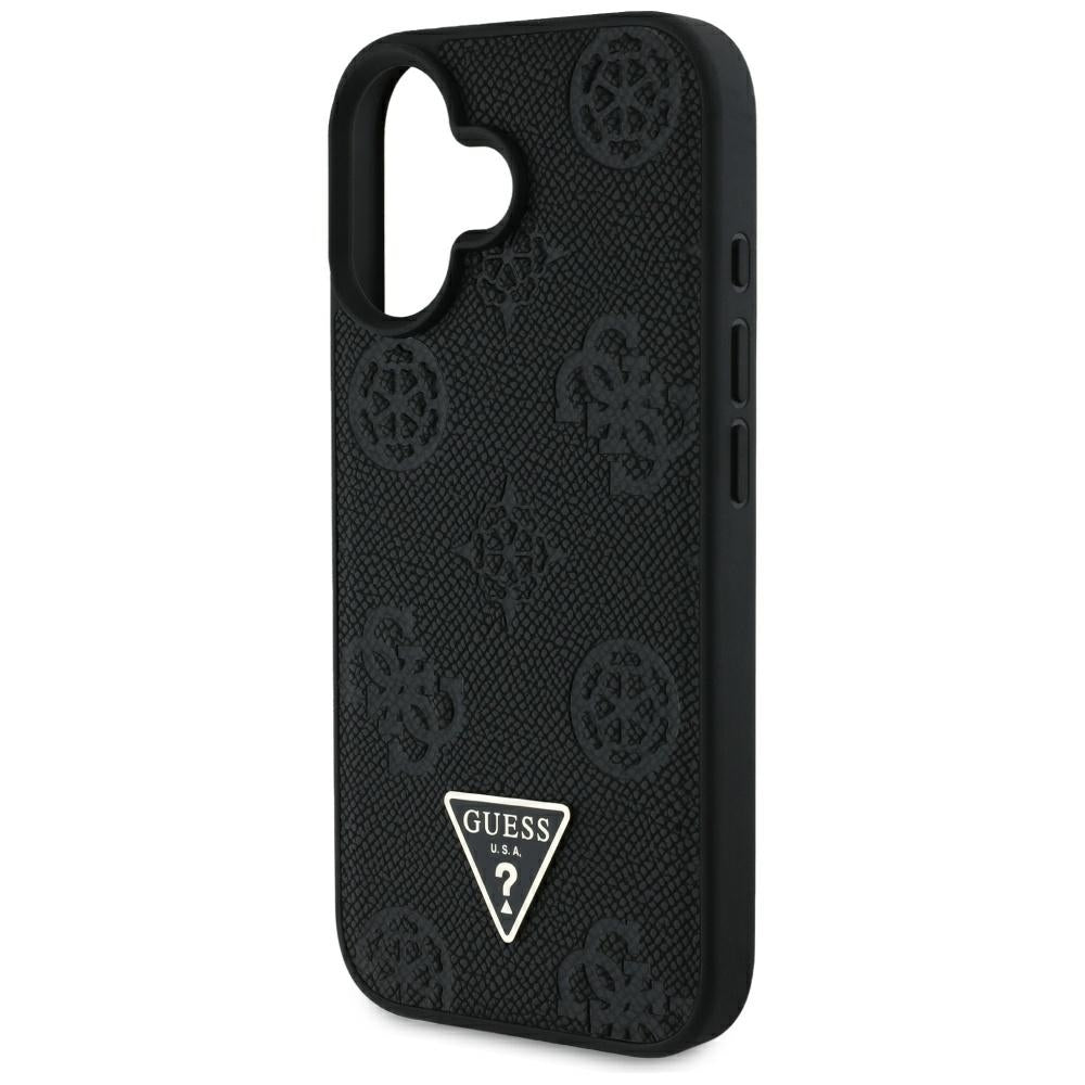 MagSafe-deksel for Apple iPhone 16, Guess, Peony Grained Hot Stamp Triangle, Svart