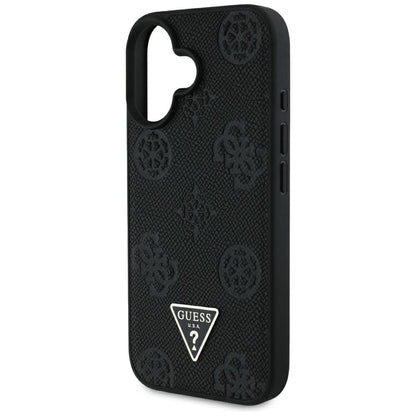 MagSafe-deksel for Apple iPhone 16, Guess, Peony Grained Hot Stamp Triangle, Svart
