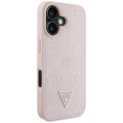MagSafe-deksel for Apple iPhone 16, Guess, Peony Grained Hot Stamp Triangle, Rosa