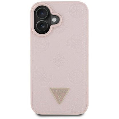MagSafe-deksel for Apple iPhone 16, Guess, Peony Grained Hot Stamp Triangle, Rosa