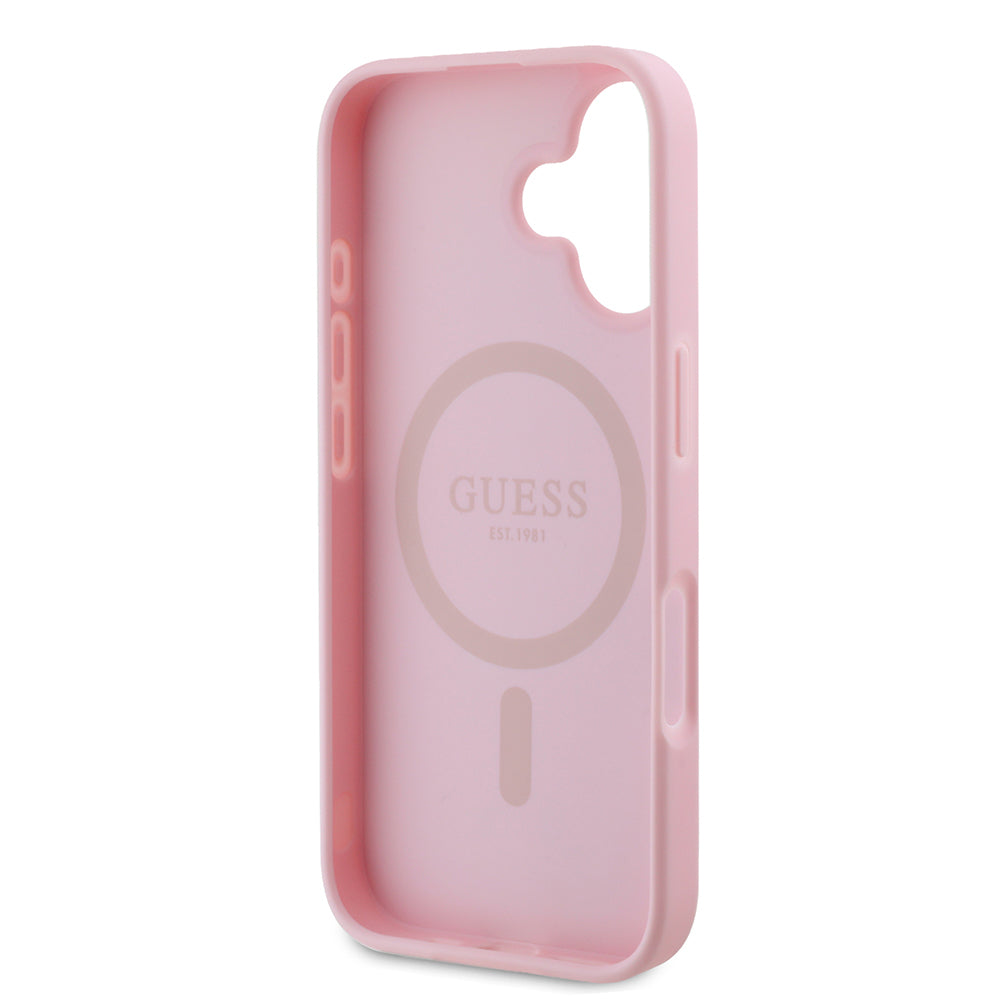MagSafe-deksel for Apple iPhone 16, Guess, Peony Script, Rosa