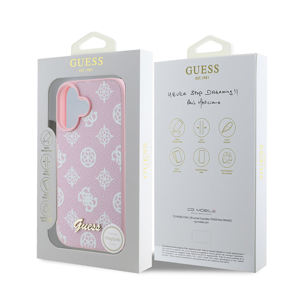 MagSafe-deksel for Apple iPhone 16, Guess, Peony Script, Rosa