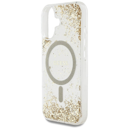 MagSafe-deksel for Apple iPhone 16, Guess, Resin Bottom Glitter, Gull