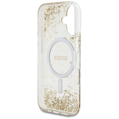 MagSafe-deksel for Apple iPhone 16, Guess, Resin Bottom Glitter, Gull