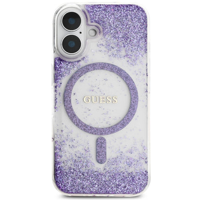 MagSafe deksel for Apple iPhone 16, Guess, Resin Bottom Glitter, Lilla