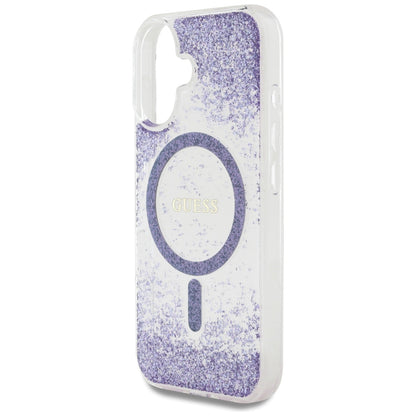 MagSafe deksel for Apple iPhone 16, Guess, Resin Bottom Glitter, Lilla