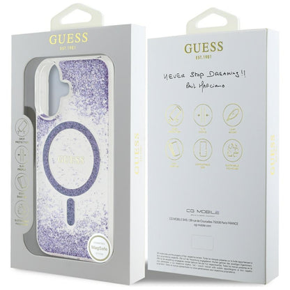 MagSafe deksel for Apple iPhone 16, Guess, Resin Bottom Glitter, Lilla