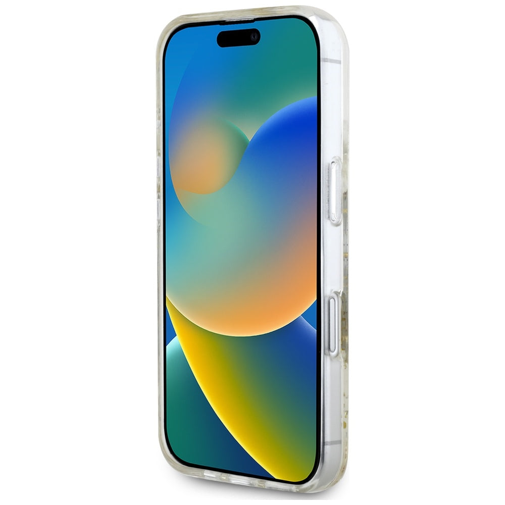 MagSafe-deksel for Apple iPhone 16, Guess, Resin Flowers and Glitter, Beige