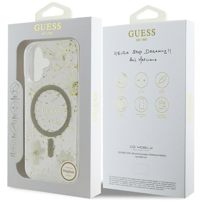 MagSafe-deksel for Apple iPhone 16, Guess, Resin Flowers and Glitter, Beige
