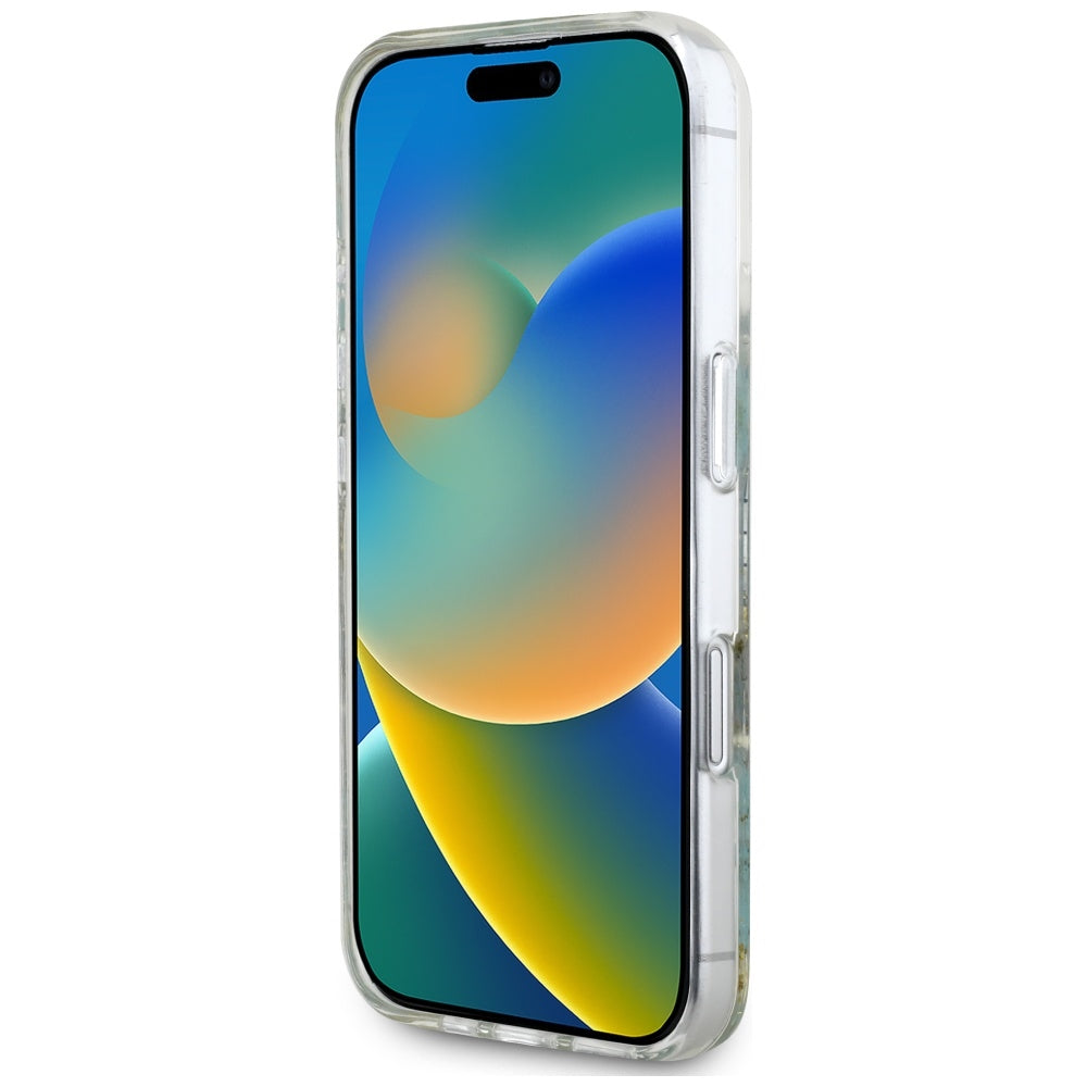 MagSafe-deksel for Apple iPhone 16, Guess, Resin Flowers and Glitter, Turkis