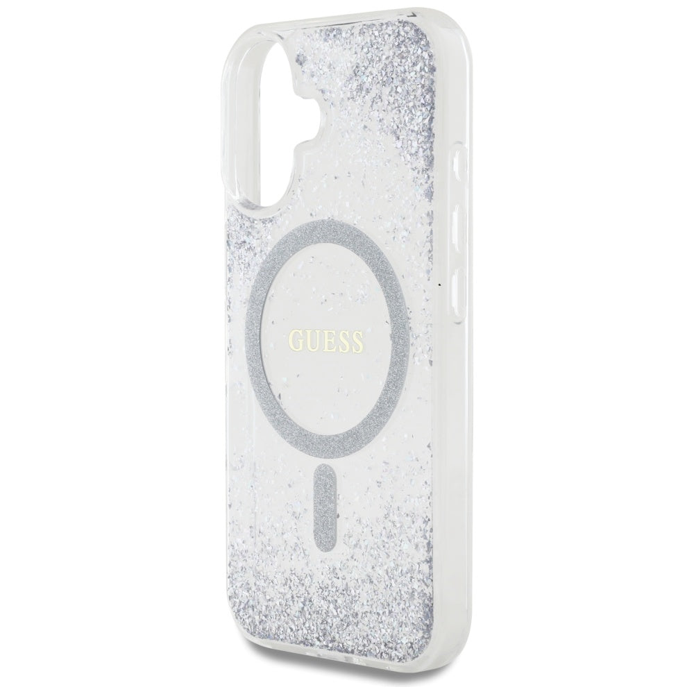 MagSafe-deksel for Apple iPhone 16, Guess, Resin Gradient Glitter, Sølv