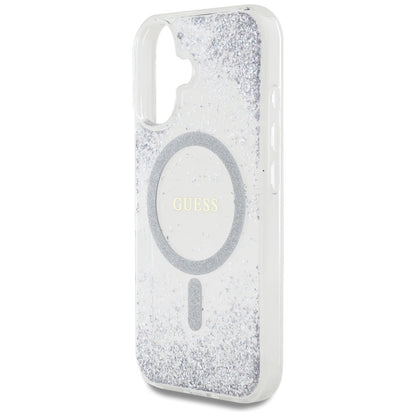 MagSafe-deksel for Apple iPhone 16, Guess, Resin Gradient Glitter, Sølv